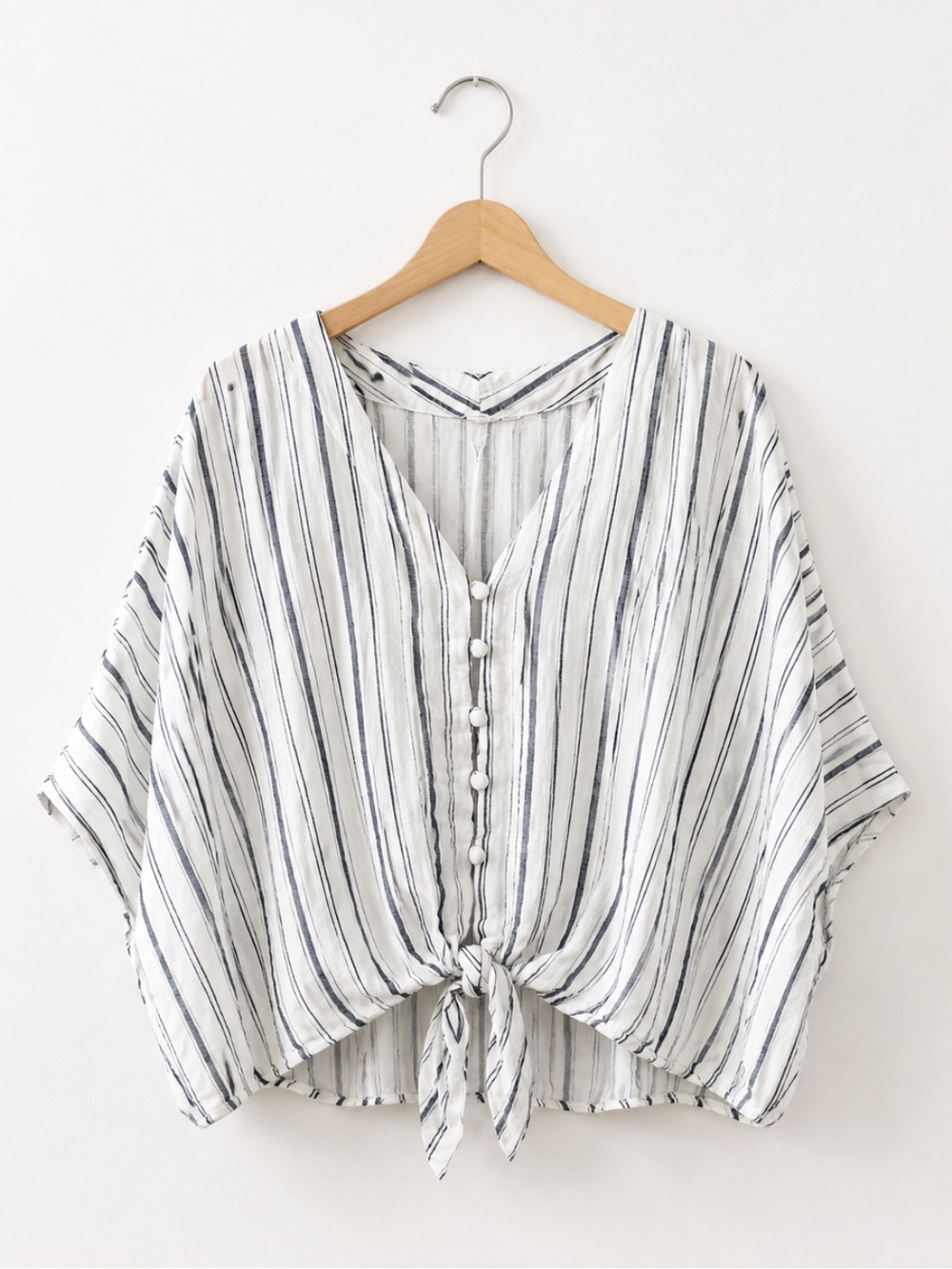 Striped Tie Front Blouse – Lightweight Boho Top